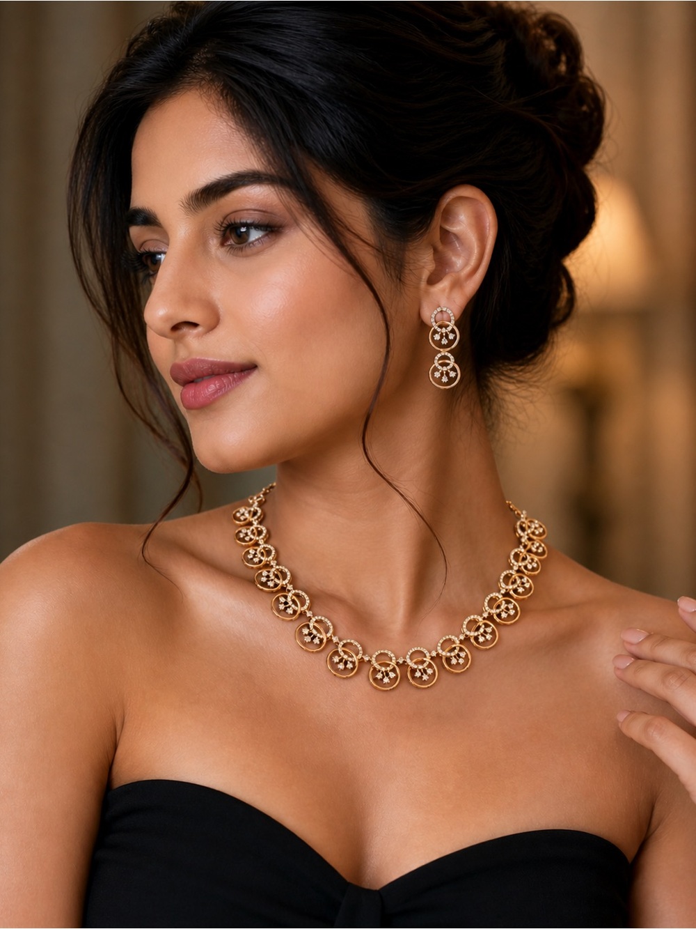 14k rose gold diamond set
